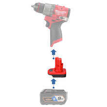Load image into Gallery viewer, Ridgid 18V to Milwaukee 12V Battery Adapter