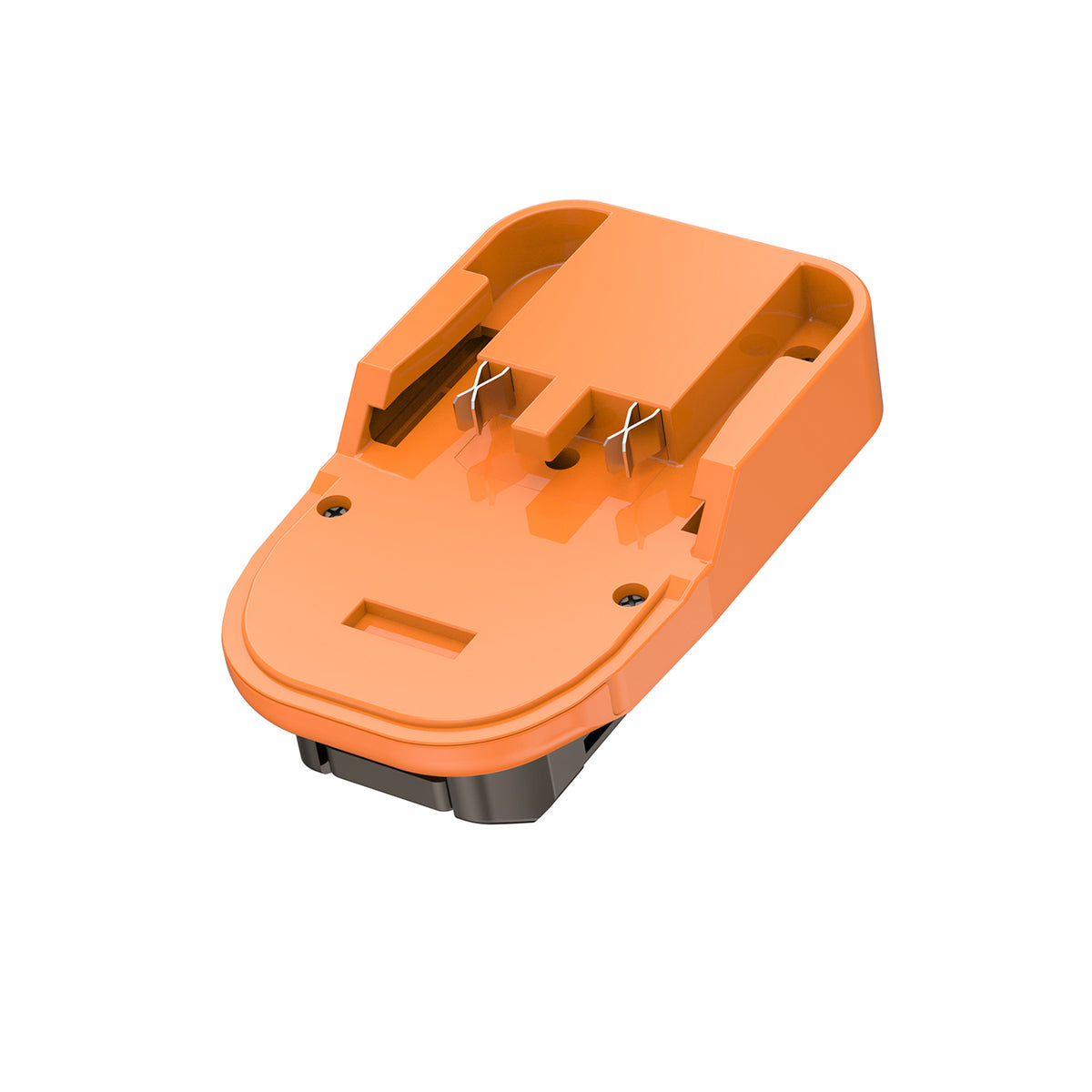 AEG 18V to Black and Decker 20V battery adapter - battery-side connection with twin copper blades, two screws in the face