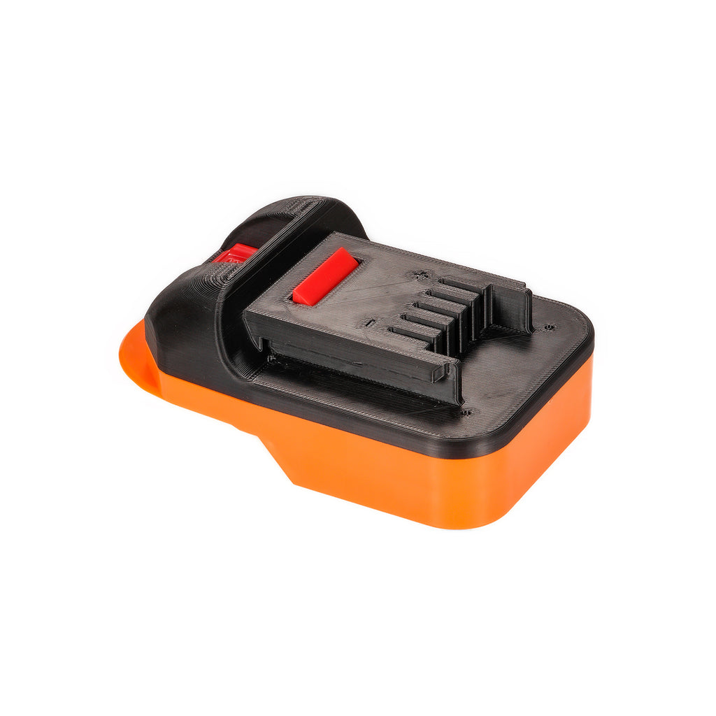 AEG 18V to Masterforce 20V battery adapter - Masterforce tool-side connection, four terminal slots and release catch