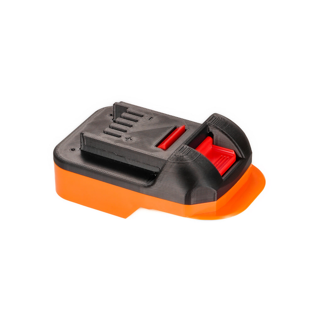 AEG 18V to Masterforce 20V battery adapter - Masterforce tool-side connection, release catch at the near end