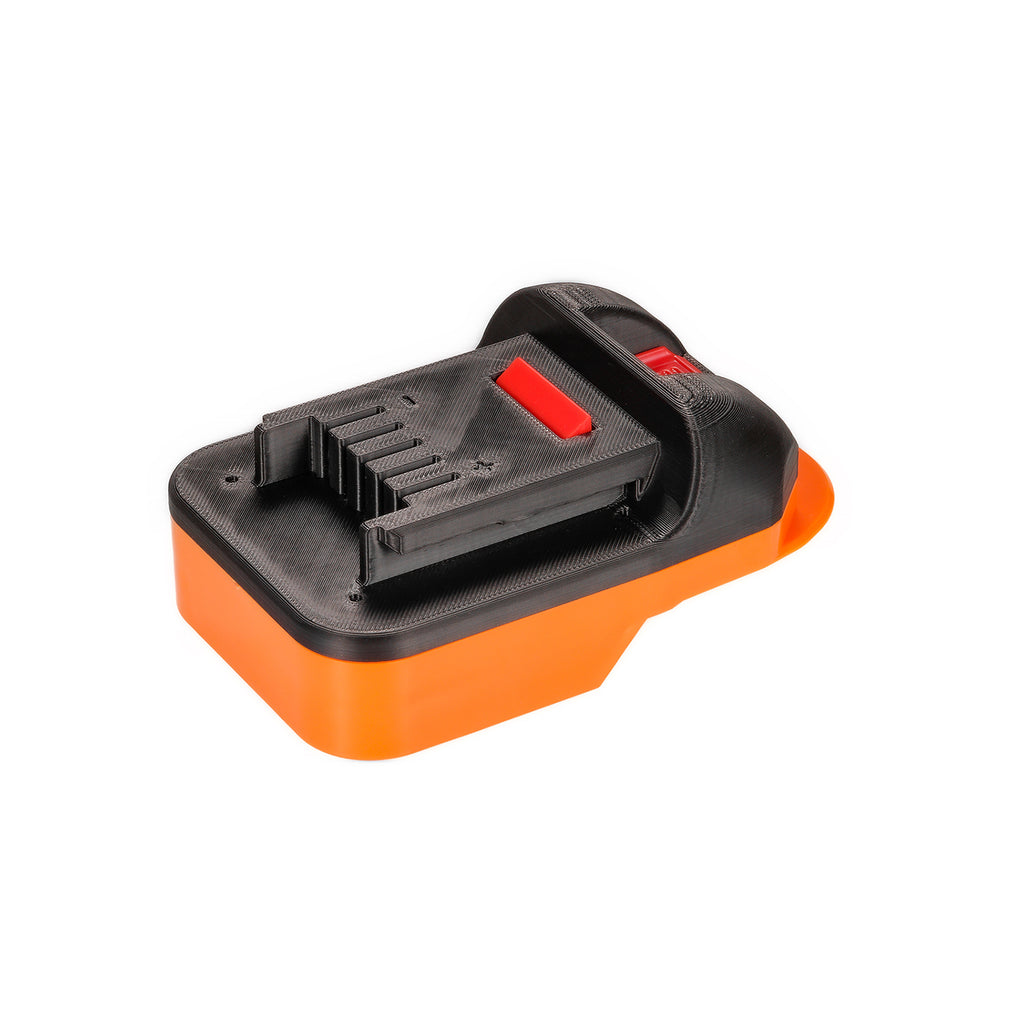 AEG 18V to Masterforce 20V battery adapter - Masterforce tool-side connection, four terminal slots and release catch