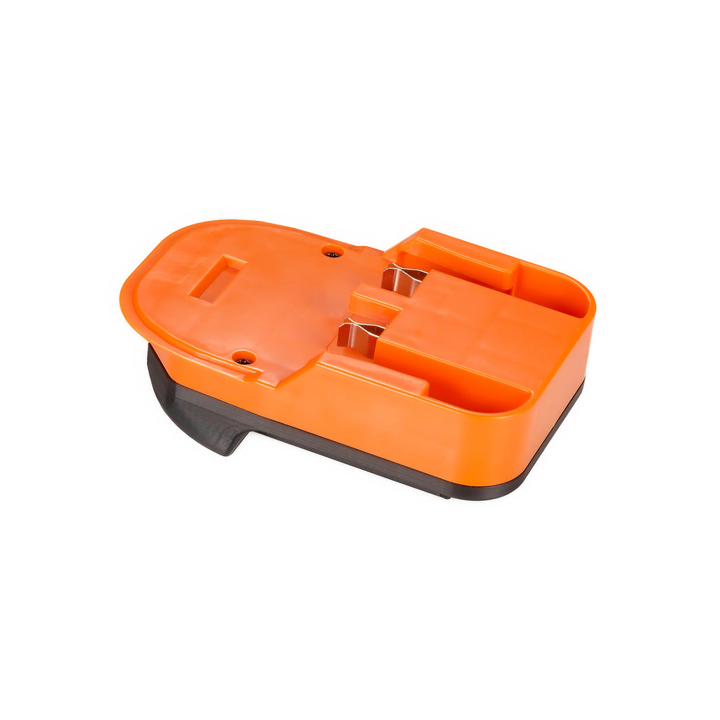 AEG 18V to Masterforce 20V battery adapter - battery-side connection, twin copper spring contacts and guide rails