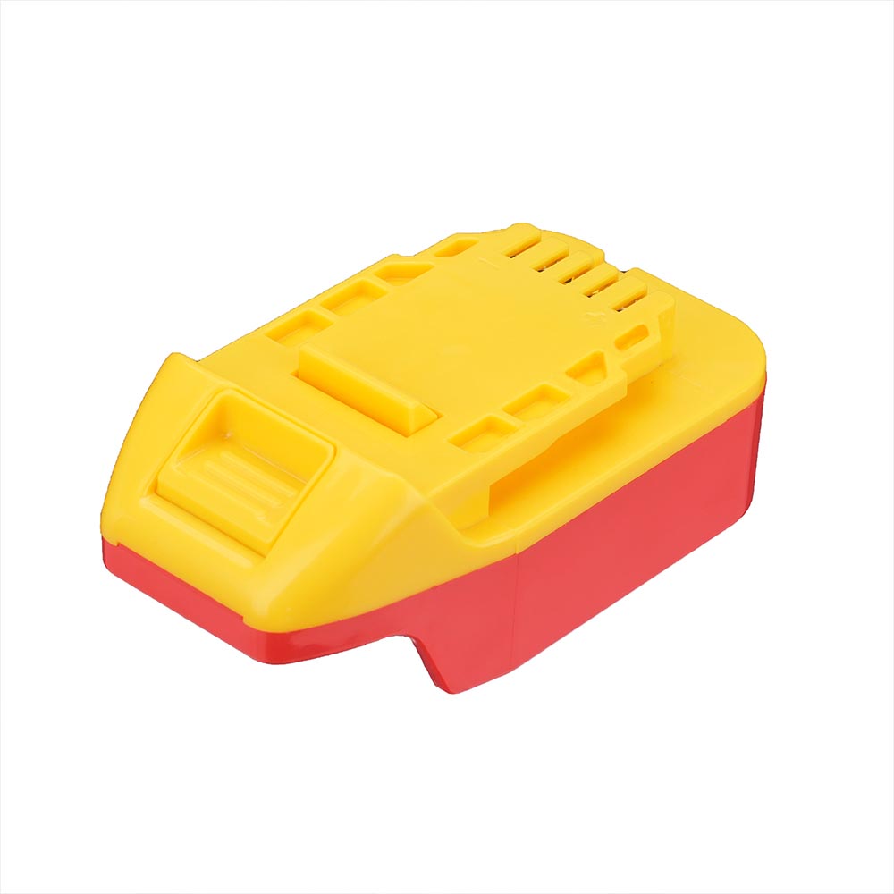Black and Decker 20V to DeWalt 20V MAX battery adapter - DeWalt tool-side connection with rails, vent slots and latch recess