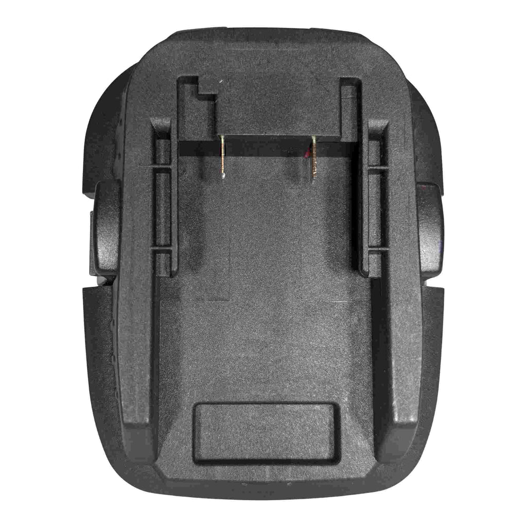 Black and Decker 20V to DeWalt 18V Ni-Cd battery adapter - battery-side connection, twin copper contacts and side rails