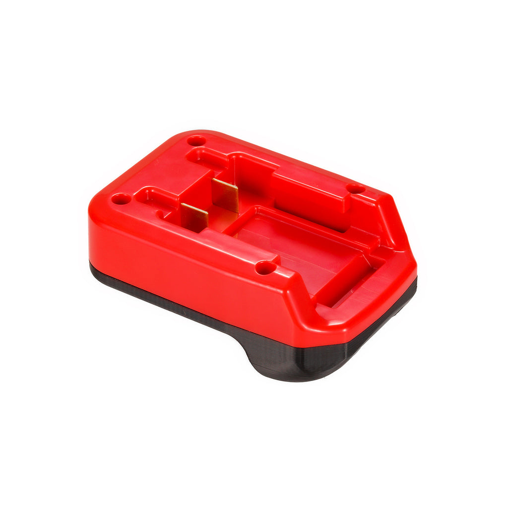 Black and Decker 20V to Masterforce 20V battery adapter - battery-side connection, twin copper blades, rails and screw holes
