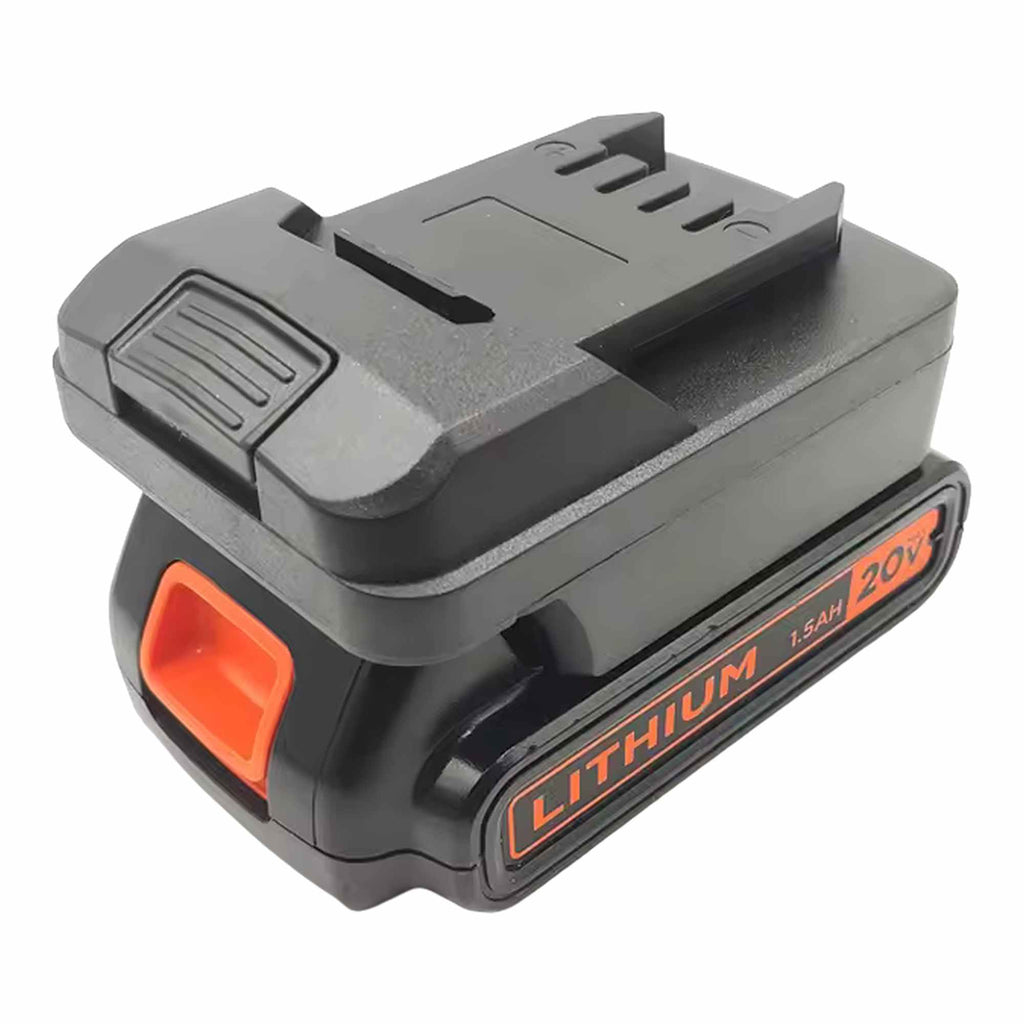Black and Decker 20V to Parkside X20V battery adapter - fitted to the battery, Parkside tool-side connection upward