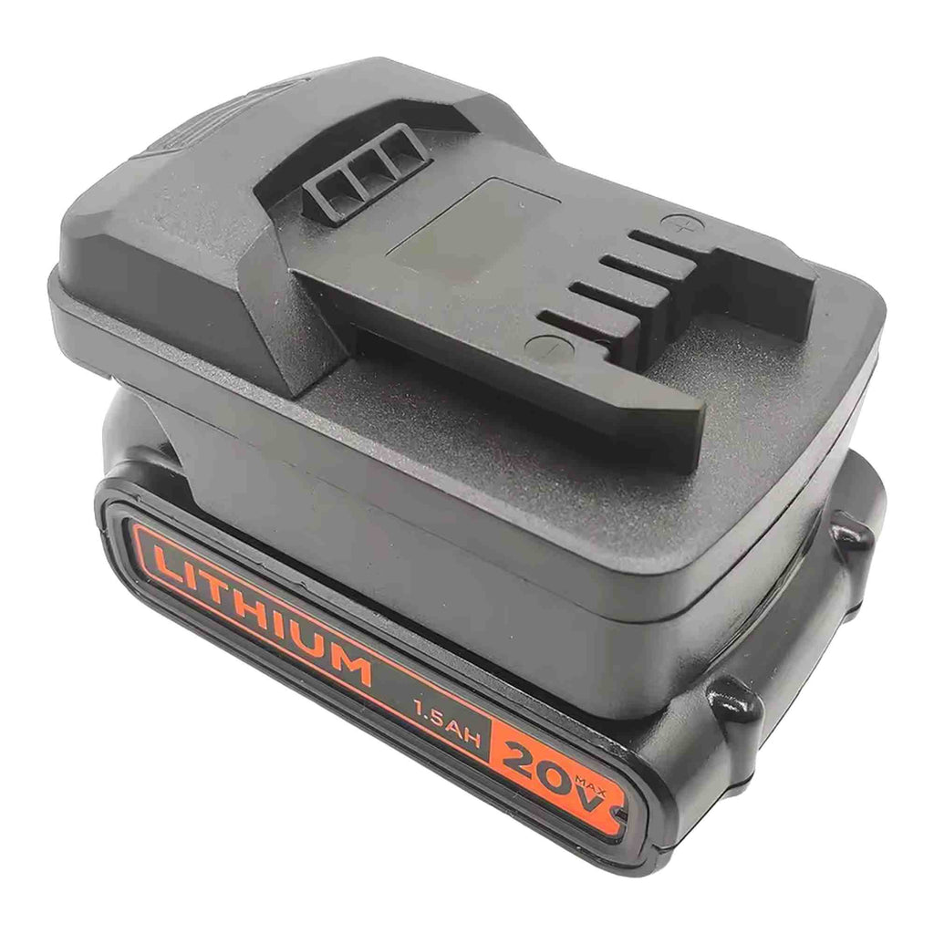 Black and Decker 20V to Parkside X20V battery adapter - fitted to the battery, Parkside tool-side connection upward