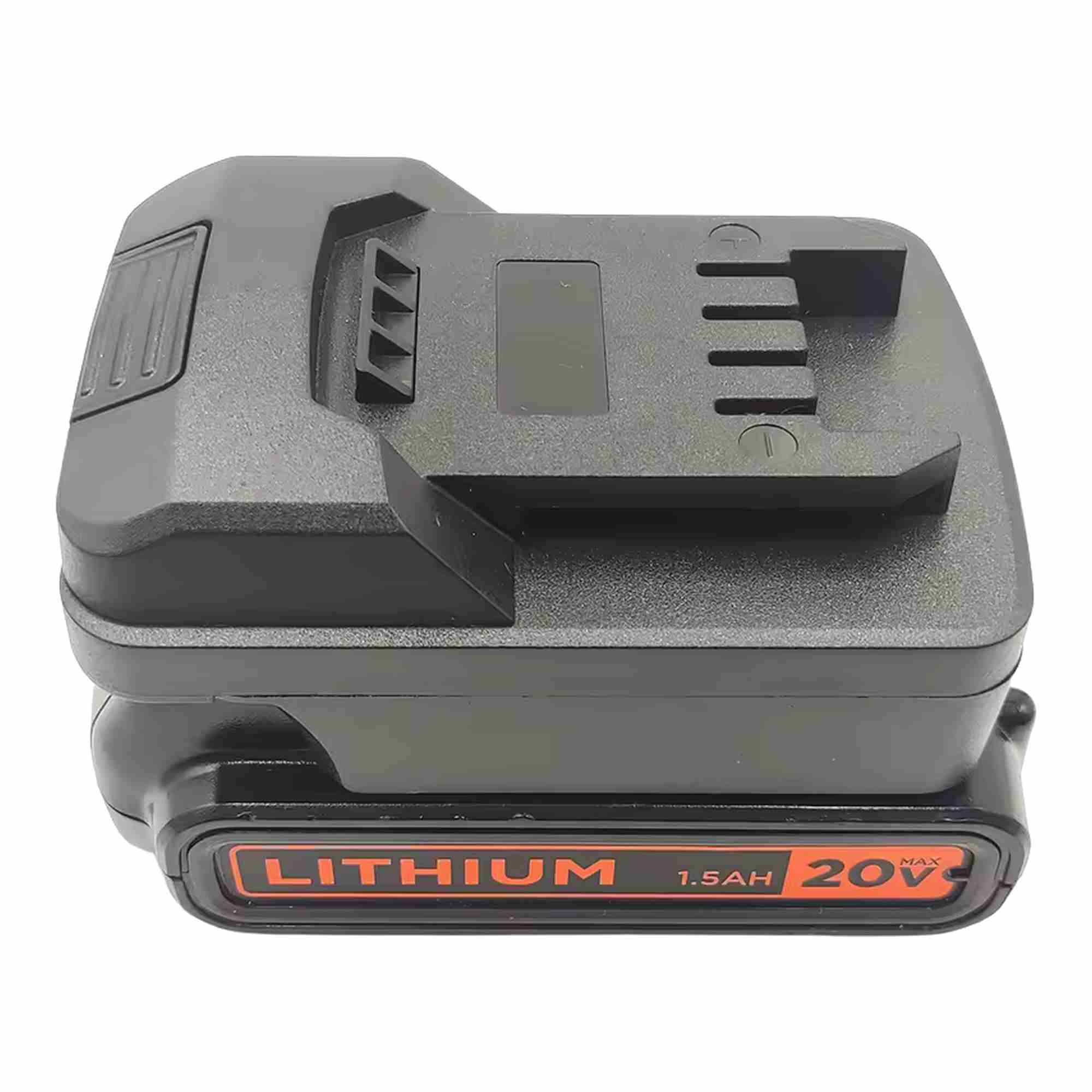 Black and Decker 20V to Parkside X20V battery adapter - fitted to the battery, Parkside tool-side connection upward