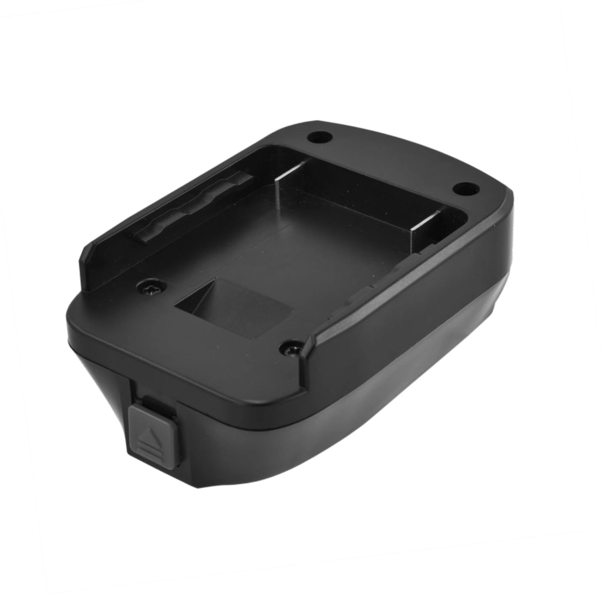 Bosch 18V GBA (Blue) to Bosch 18V PBA (Green) battery adapter - battery-side connection, an open pocket with the guide rail