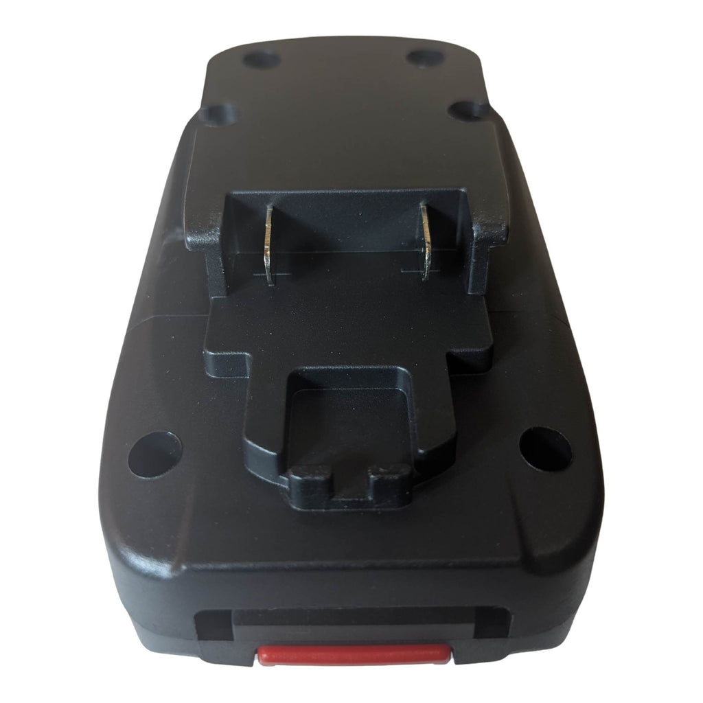 Bosch 18V PBA (Green) to Bosch 18V GBA (Blue) battery adapter - battery-side connection with twin copper terminal blades