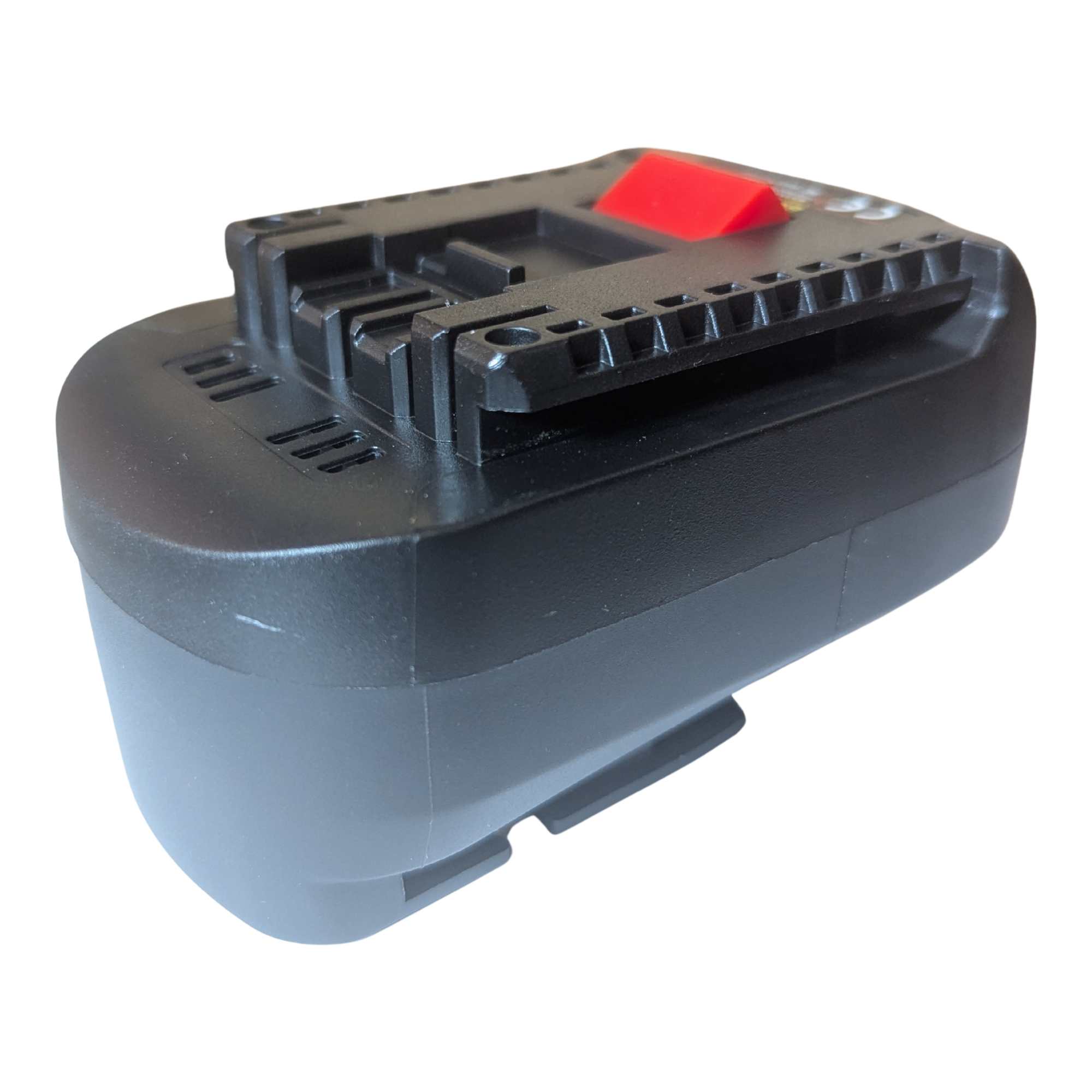 Bosch 18V PBA (Green) to Bosch 18V GBA (Blue) battery adapter - tool-side connection from above, rail and release button