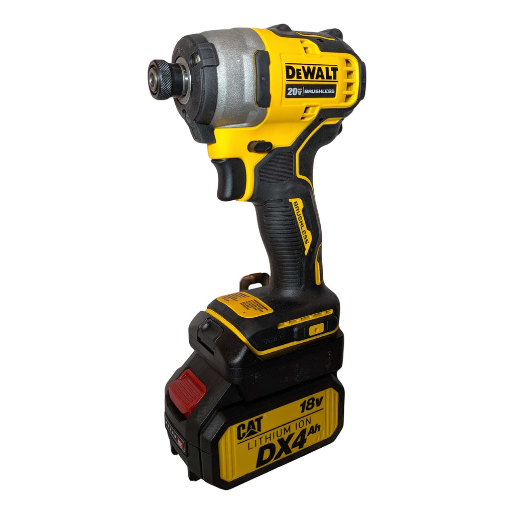 CAT 18V to DeWalt 20V MAX battery adapter - installed on an impact driver with the battery fitted below