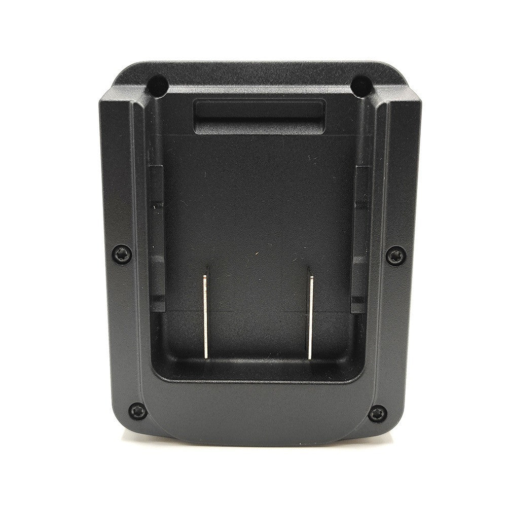 CAT 18V to Makita 18V LXT battery adapter - CAT battery-side connection, twin blade terminals in the pocket and four screws