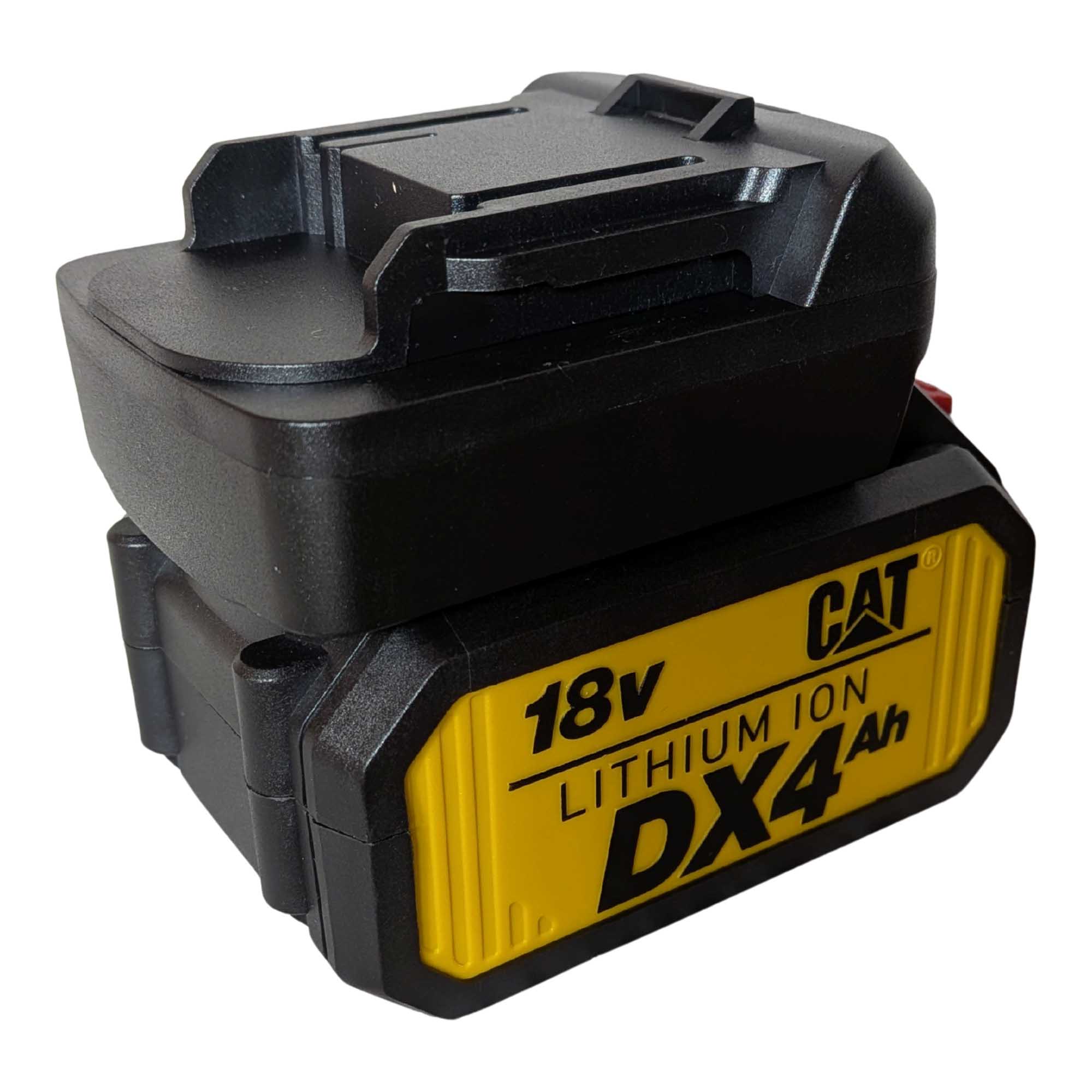 CAT 18V to Makita 18V LXT battery adapter - fitted to the CAT 18V battery, Makita tool-side face upward