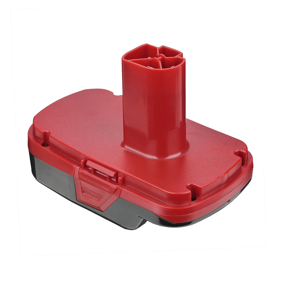 Craftsman 20V to Craftsman 19.2V C3 Ni-Cd battery adapter - red tool-side post above the black base, with the release catch