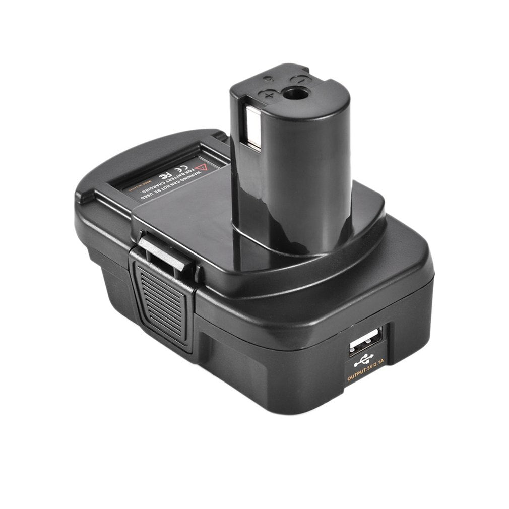 DeWalt 20V MAX to Ryobi 18V ONE+ battery adapter - USB port on the side, Ryobi post above the body