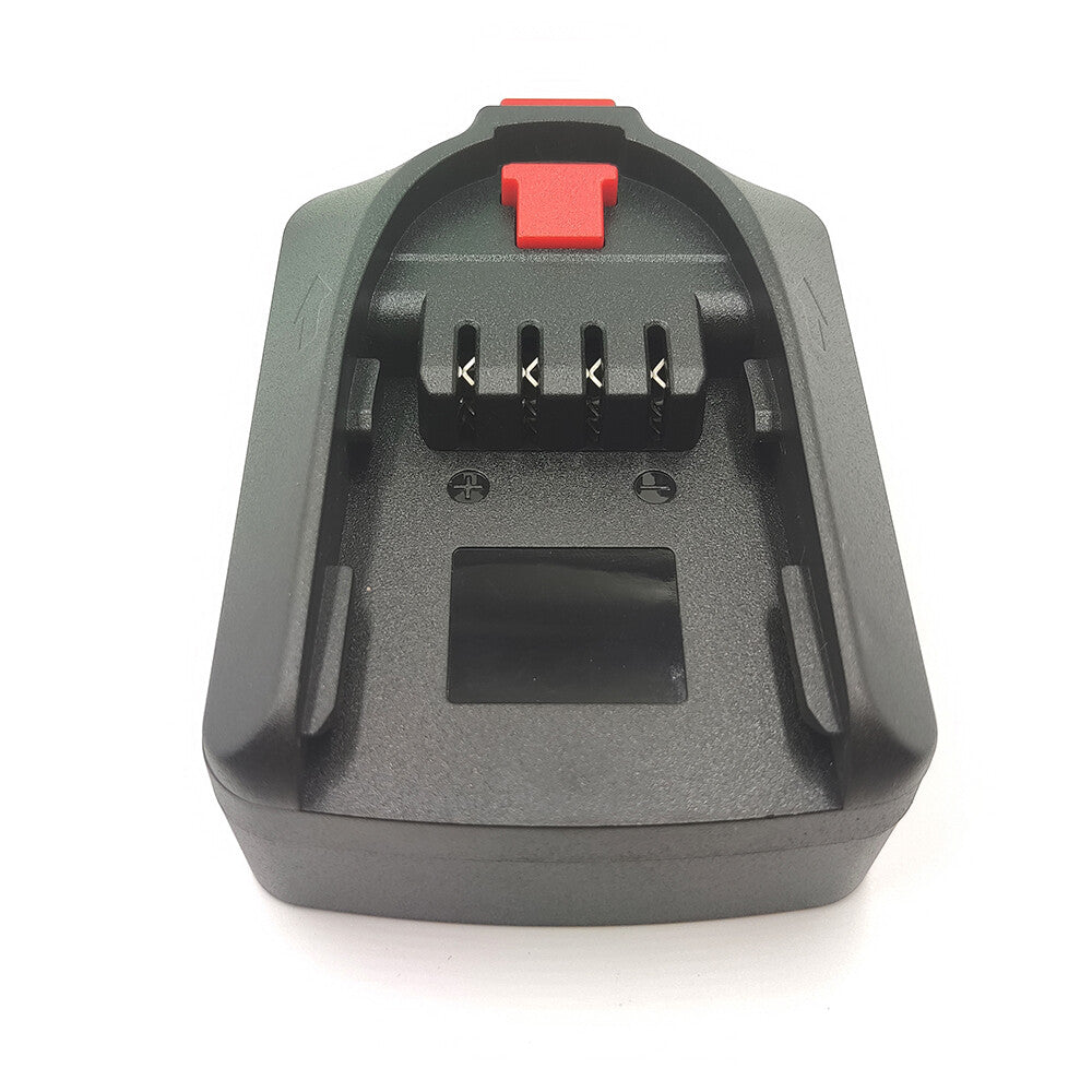 DeWalt 20V MAX to Bosch 18V PBA (Green) battery adapter - Bosch tool-side connection with four terminal slots and the latch