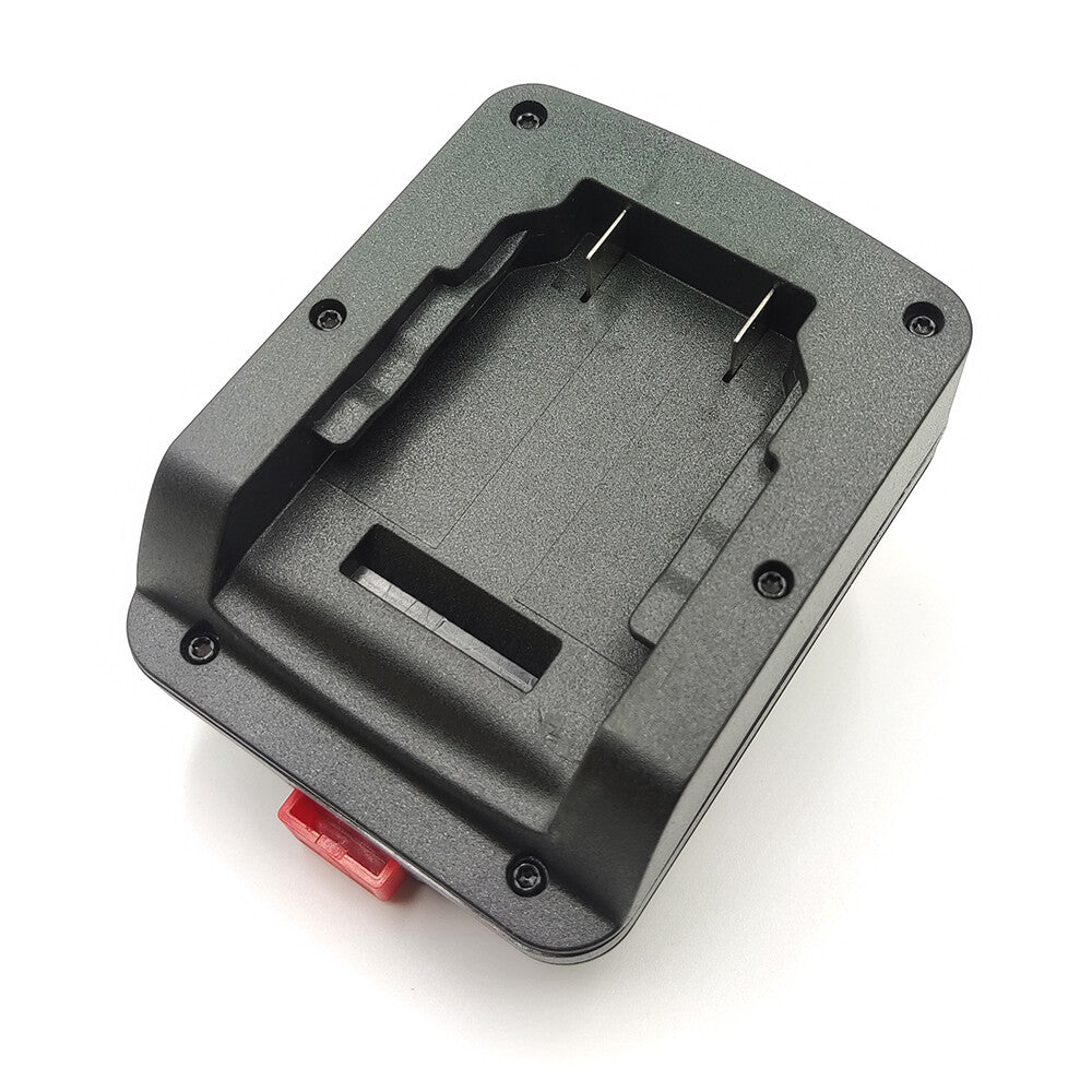 DeWalt 20V MAX to Bosch 18V PBA (Green) battery adapter - battery-side connection with twin terminal blades and a latch slot