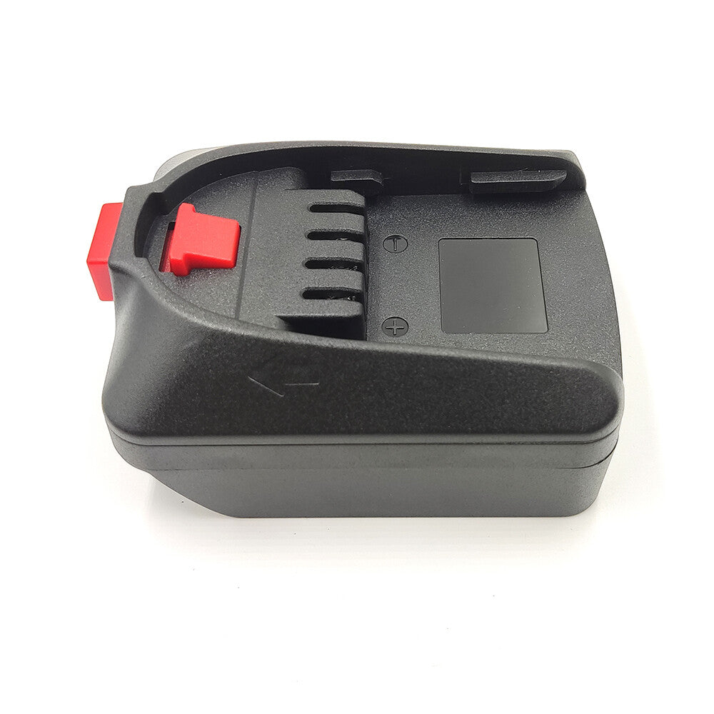 DeWalt 20V MAX to Bosch 18V PBA (Green) battery adapter - side view of the Bosch tool-side connection, the release button
