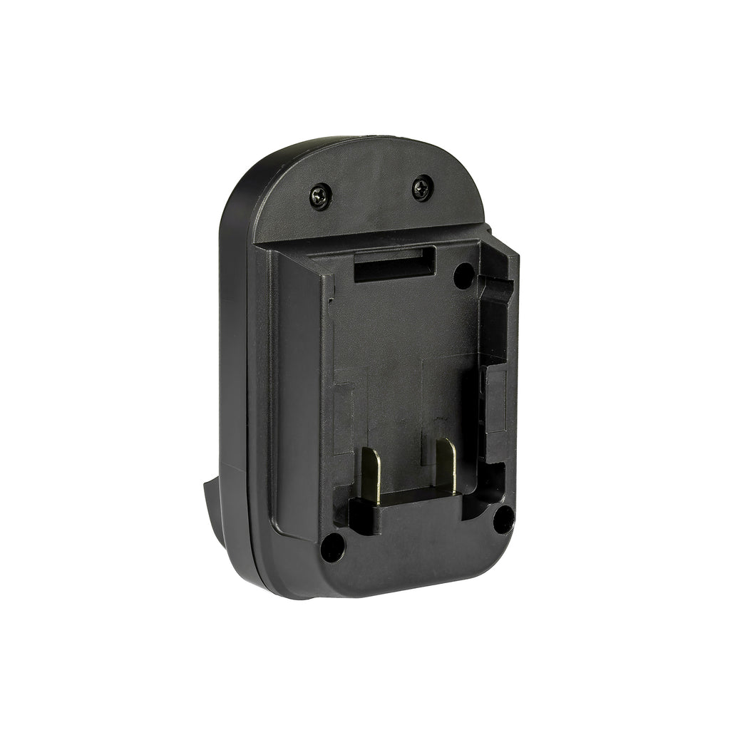 DeWalt 20V MAX to DeWalt 12V MAX battery adapter - battery-side connection, two upright terminal blades and latch slot