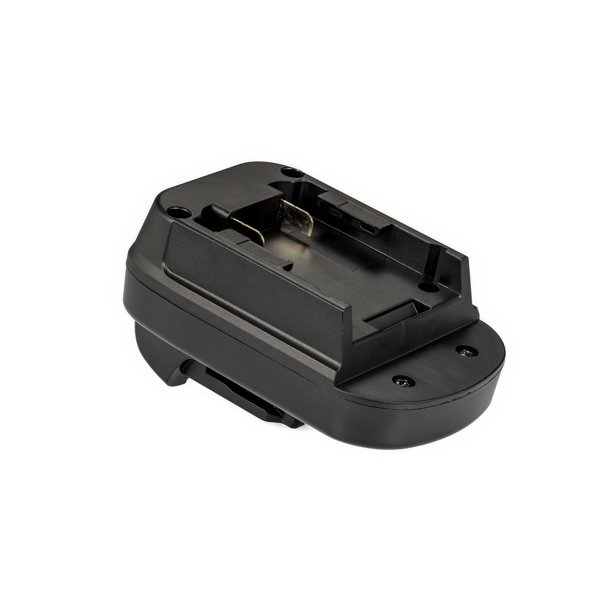DeWalt 20V MAX to DeWalt 12V MAX battery adapter - battery-side connection, two upright terminal blades and fixing screws