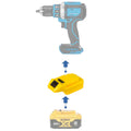 DeWalt 20V MAX to Hercules 20V battery adapter - compatibility diagram showing battery, adapter and cordless drill