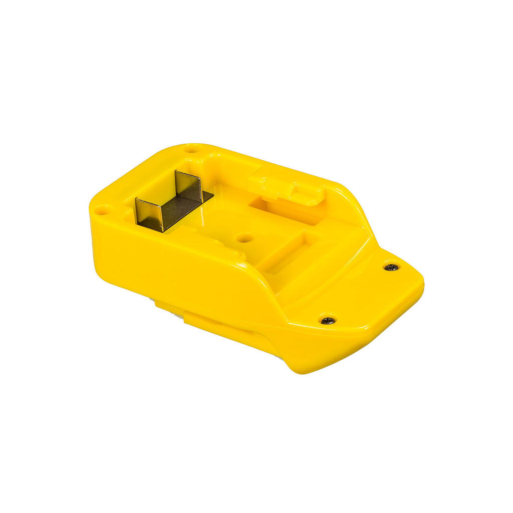 DeWalt 20V MAX to Hercules 20V battery adapter - battery-side connection, twin copper terminals, guide rail and four screws