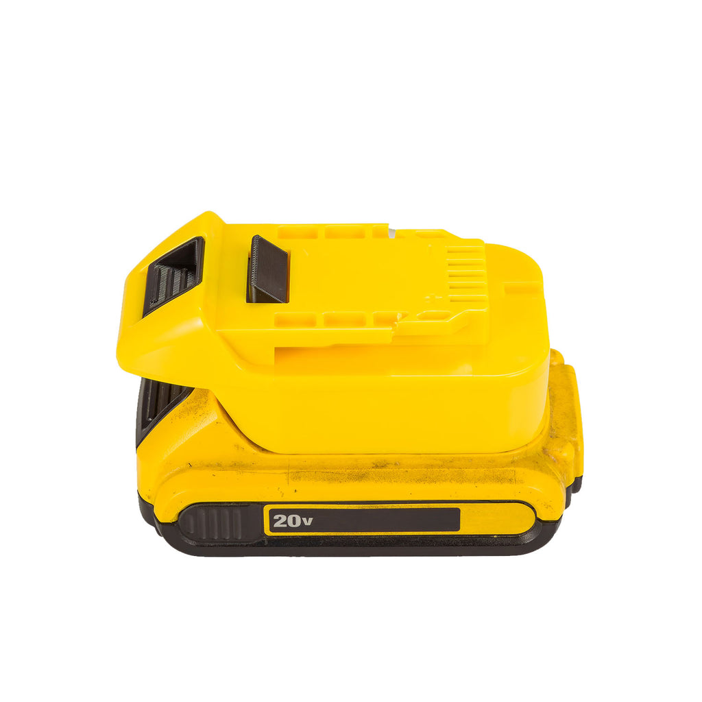 DeWalt 20V MAX to Hercules 20V battery adapter - fitted to the DeWalt 20V MAX battery, tool-side connection facing up