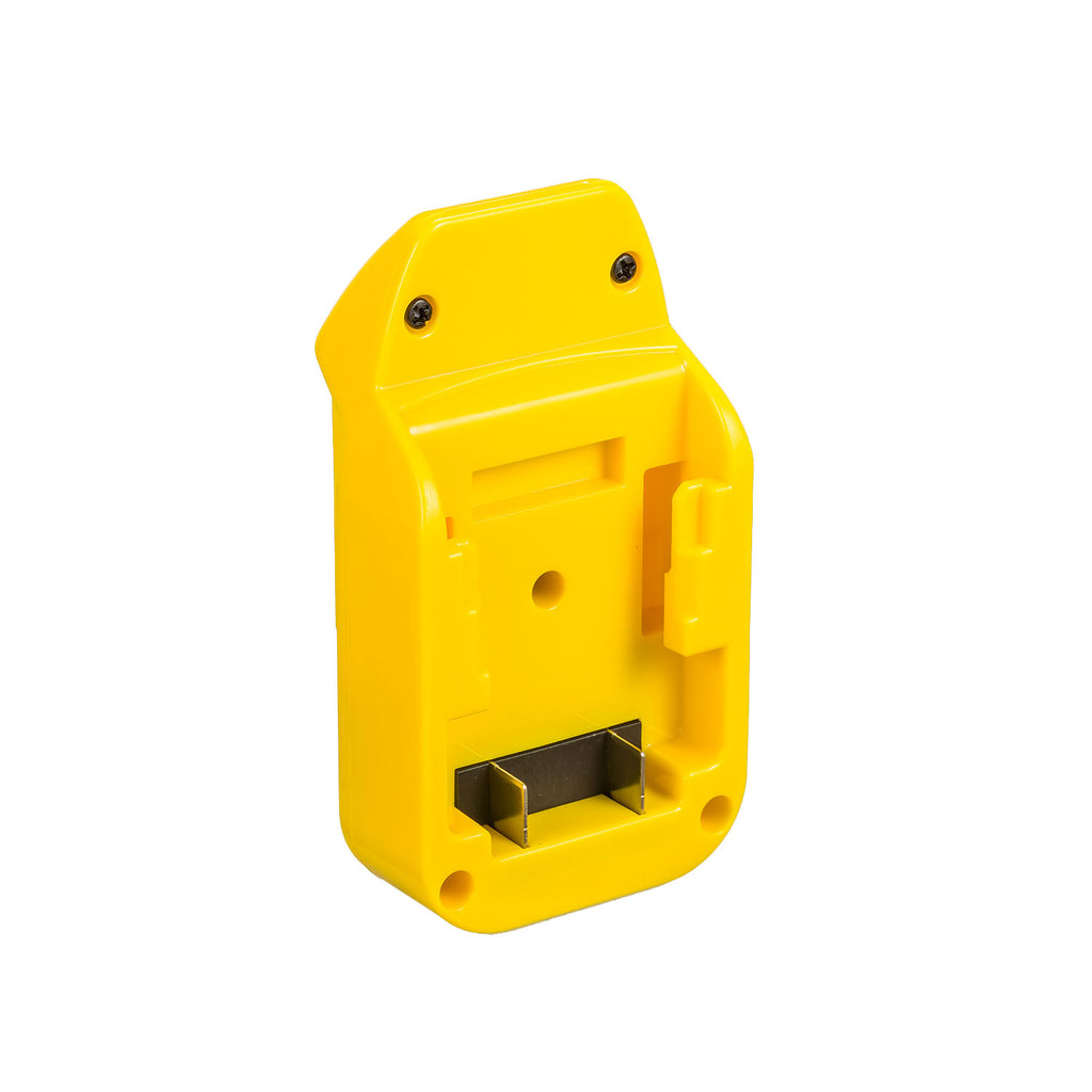 DeWalt 20V MAX to Hercules 20V battery adapter - battery-side connection, twin copper terminals, latch rail and two screws