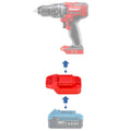 Hercules 20V to Bauer 20V battery adapter - compatibility diagram showing battery, adapter and drill/driver