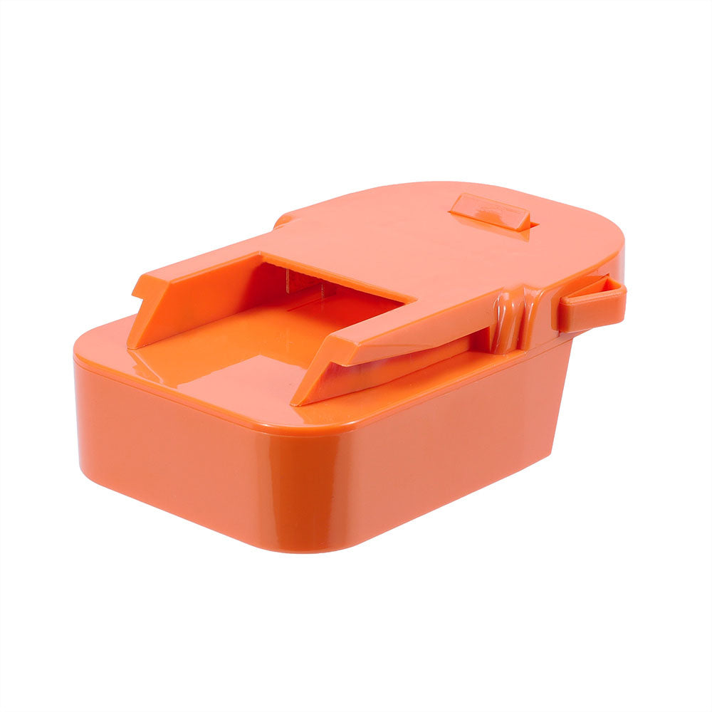 Hercules 20V to RIDGID 18V battery adapter - RIDGID tool-side connection, angled rails and terminal blades in the recess