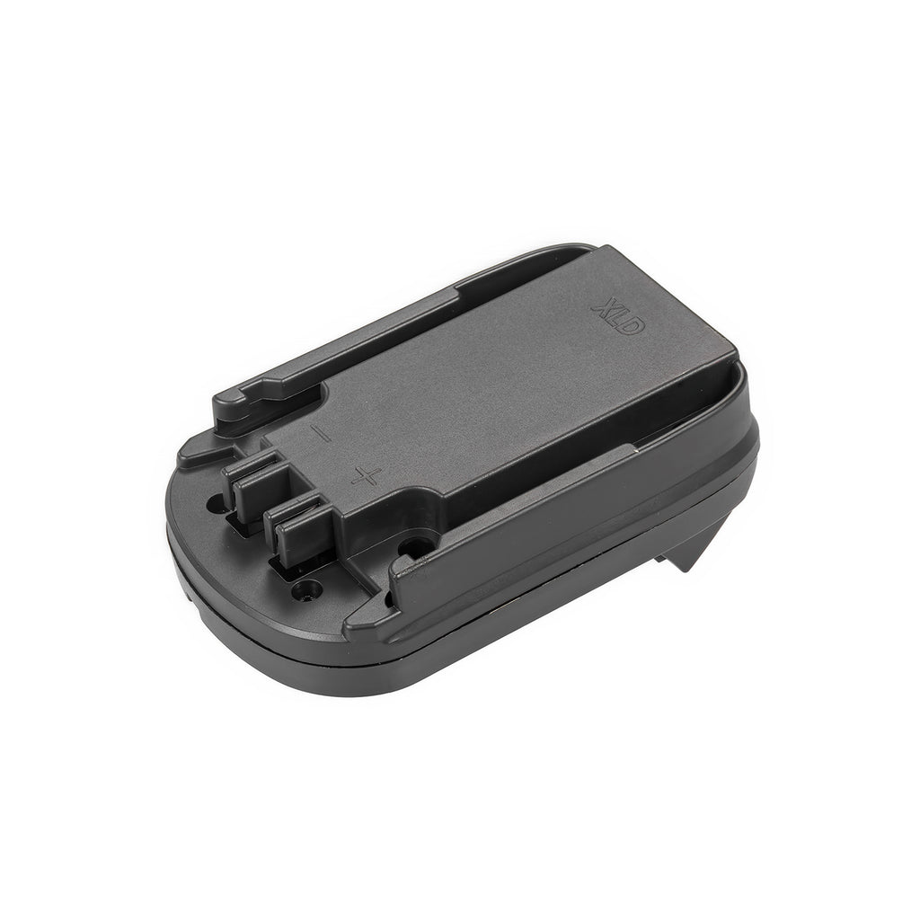 Hilti 22V to DeWalt 20V MAX battery adapter - battery-side connection with twin terminal slots and molded + and - polarity