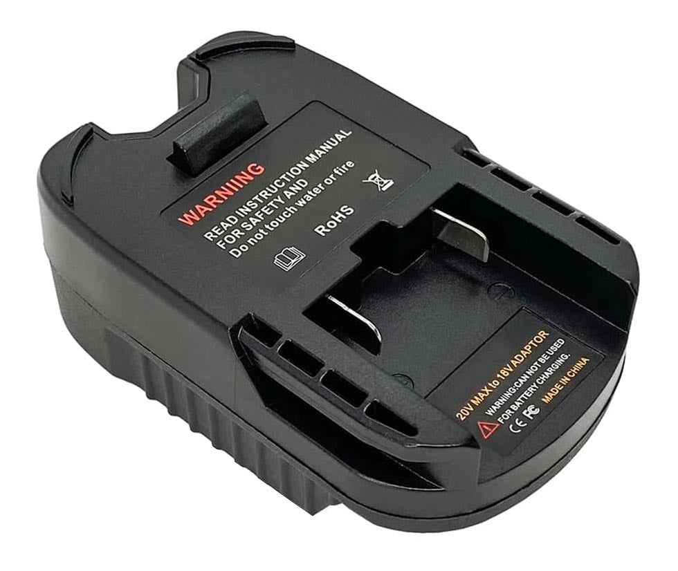 Makita 18V LXT to AEG 18V battery adapter - AEG tool-side connection with twin copper blades and slotted sides