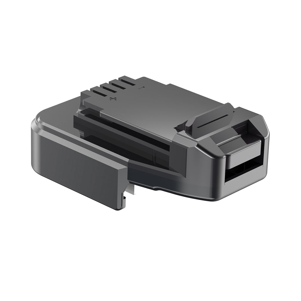 Makita 18V LXT to Black and Decker 20V battery adapter - tool-side connection, ribbed contacts with + and - polarity marks