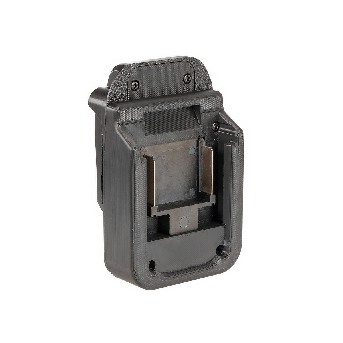 Makita 18V LXT to Chicago Electric 18V battery adapter - battery-side connection, front view with flat copper blade terminals