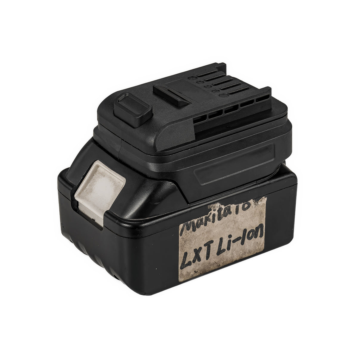 Makita 18V LXT to Mastercraft 20V (PWRPOD / Blue) battery adapter - fitted to the battery, Mastercraft tool-side face upward