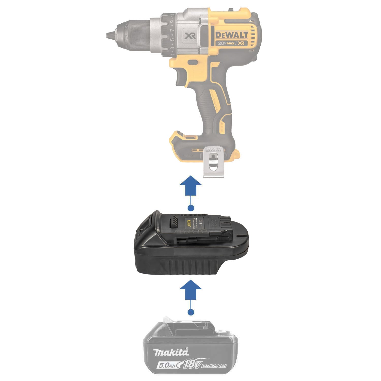 Makita 18V Battery To DeWalt 18V XR Tool Adapter - Lets You Use Makita Batteries On DeWalt Tools
