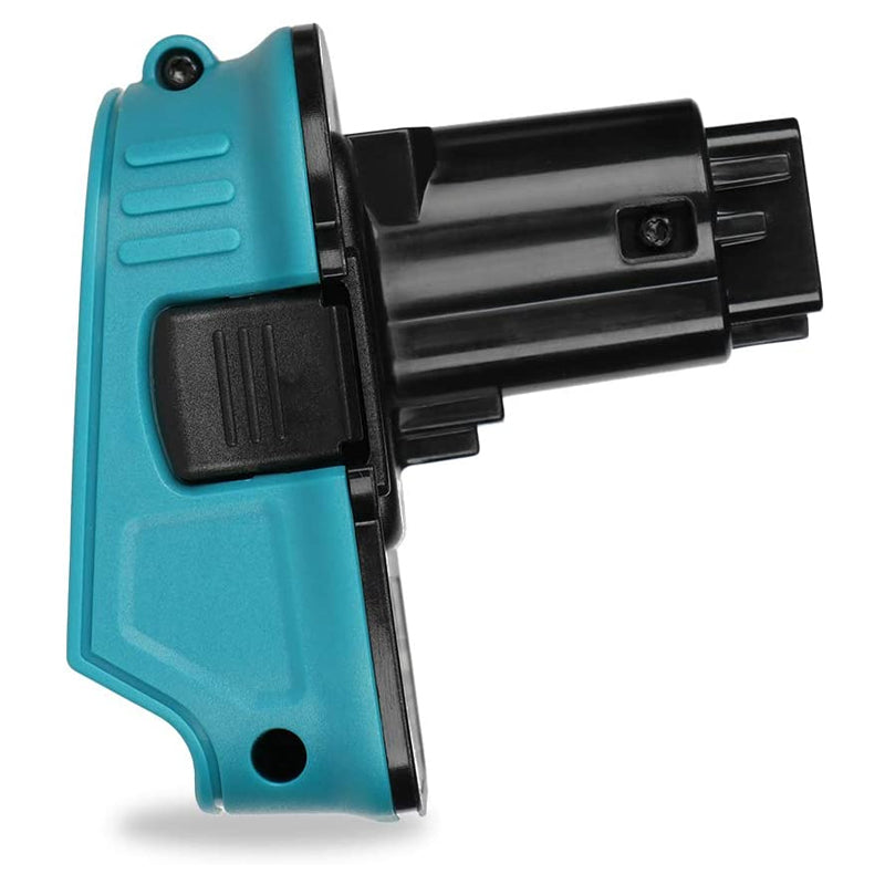 Makita 18V LXT to DeWalt 18V Ni-Cd battery adapter - side view, post connector extending from the body
