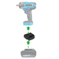 Makita 18V LXT to Mastercraft 20V (PWRPOD / Blue) battery adapter - compatibility diagram with impact wrench