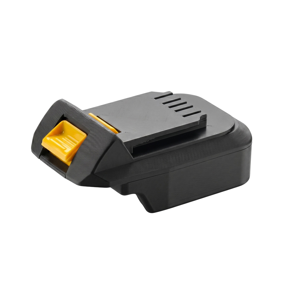 Makita 18V LXT to MATRIX 20V battery adapter - MATRIX tool-side connection with the yellow release catch on the end wall