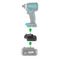Mastercraft 20V (PWRPOD / Blue) to Makita 18V LXT battery adapter - compatibility diagram with impact driver