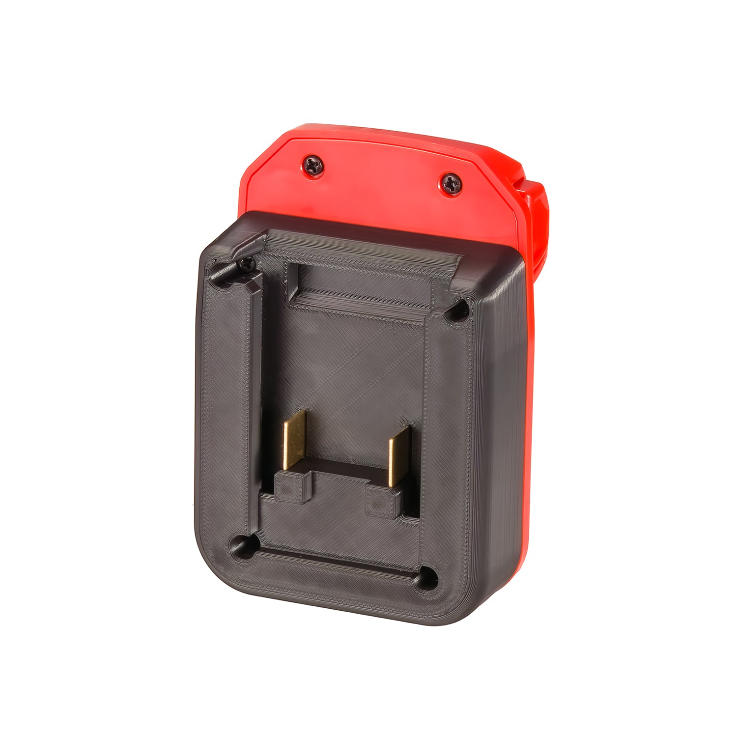 Mastercraft 20V (PWRPOD / Blue) to Milwaukee M18 battery adapter - battery-side connection with twin copper terminal blades