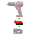 Mastercraft 20V (PWRPOD / Blue) to Milwaukee M18 battery adapter - compatibility diagram with hammer drill