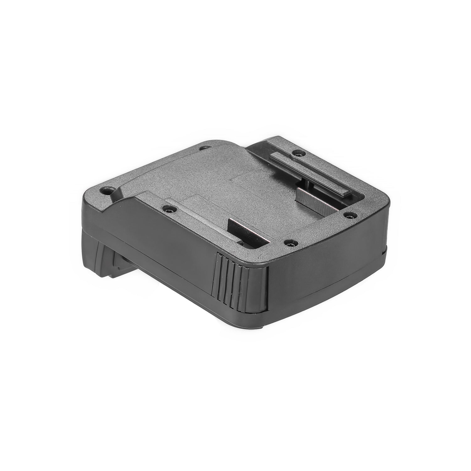 Metabo CAS 18V to Milwaukee M18 battery adapter - battery-side connection, recessed socket, terminal slots, fixing screws