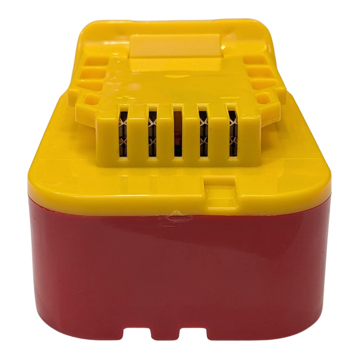 Milwaukee M18 to DeWalt 20V MAX battery adapter - end view of the tool-side terminal block