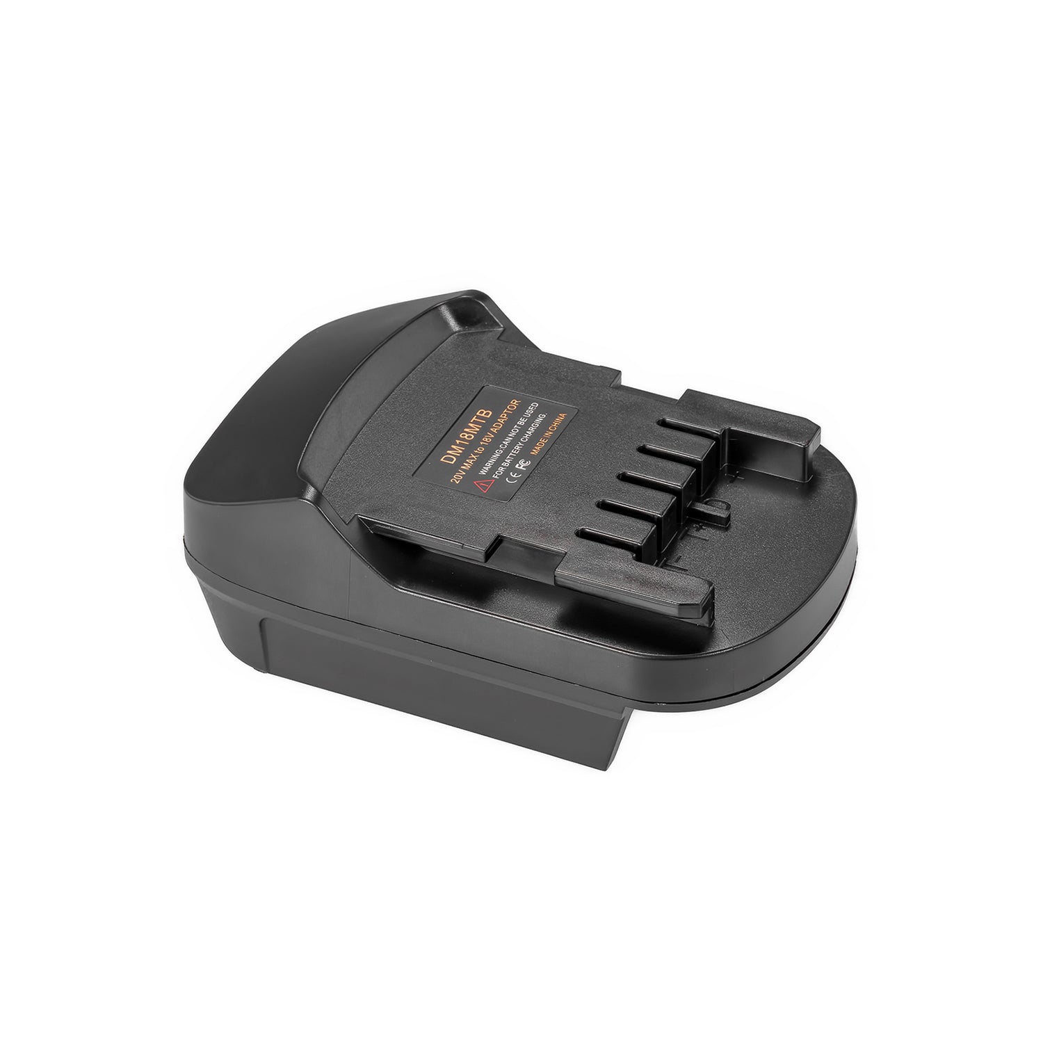 Milwaukee M18 to Metabo CAS 18V battery adapter - Metabo CAS tool-side connection, five terminal slots and printed label