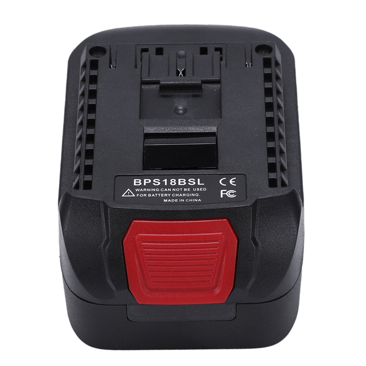 Porter Cable 20V to Bosch 18V GBA (Blue) battery adapter - Bosch-side connection, rating label and release button