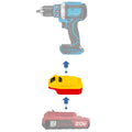 Porter Cable 20V to Hercules 20V battery adapter - compatibility diagram showing battery, adapter and cordless drill