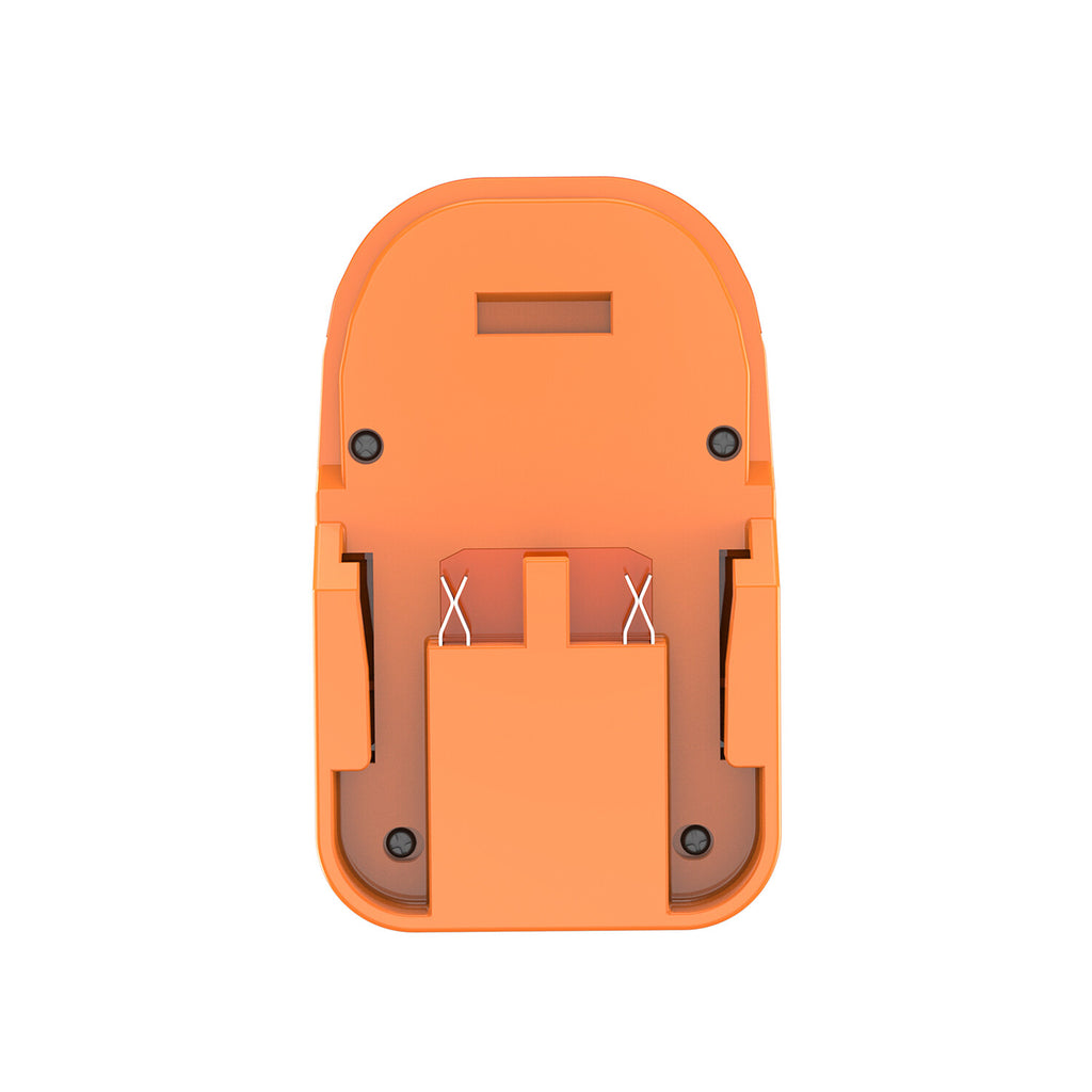 RIDGID 18V to Bostitch 18V battery adapter - battery-side connection face-on, two crossed spring contacts and the latch slot