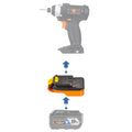 RIDGID 18V to WEN 20V battery adapter - compatibility diagram showing battery, adapter and impact driver